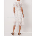 New Fashion Off White Floral Gitter gezeichnet Kleid Herstellung Großhandel Mode Frauen Bekleidung (TA5284D)